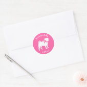 Pink Pug Dog Theme Party Celebration Ronde Sticker (Envelop)