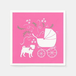Pink Pug Dog Theme Party Celebration Servet