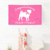 Pink Pug Dog Theme Party Celebration Spandoek (Insitu)