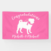 Pink Pug Dog Theme Party Celebration Spandoek (Horizontaal)