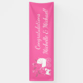 Pink Pug Dog Theme Party Celebration Spandoek (Verticaal)