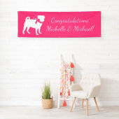 Pink Pug Dog Theme Party Celebration Spandoek (Insitu)