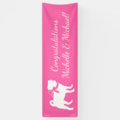 Pink Pug Dog Theme Party Celebration Spandoek (Verticaal)