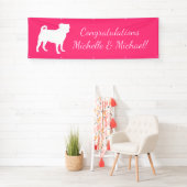 Pink Pug Dog Theme Party Celebration Spandoek (Insitu)