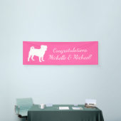Pink Pug Dog Theme Party Celebration Spandoek (Beurs)