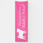 Pink Pug Dog Theme Party Celebration Spandoek (Verticaal)