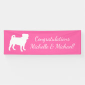 Pink Pug Dog Theme Party Celebration Spandoek (Horizontaal)