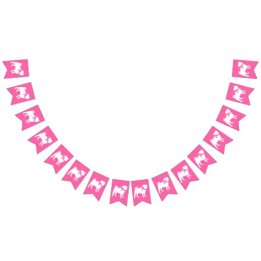 Pink Pug Dog Theme Party Celebration Vlaggetjes (Alle)