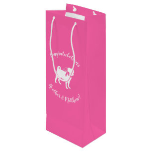 Pink Pug Dog Theme Party Celebration Wijn Cadeautas