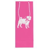 Pink Pug Dog Theme Party Celebration Wijn Cadeautas (Achterkant)