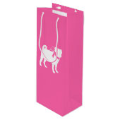 Pink Pug Dog Theme Party Celebration Wijn Cadeautas (Voorkant Gekanteld)