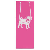 Pink Pug Dog Theme Party Celebration Wijn Cadeautas (Voorkant)