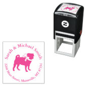 Pink Pug Dog Theme Party Celebration Zelfinktende Stempel (In situ)