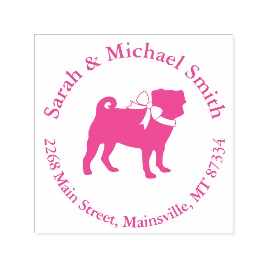 Pink Pug Dog Theme Party Celebration Zelfinktende Stempel (Design)