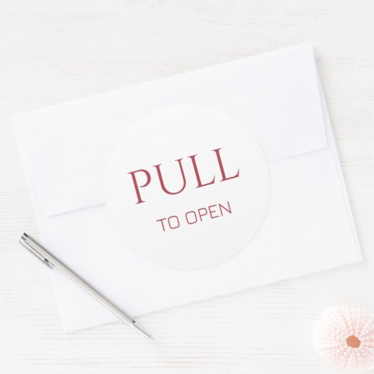 Pink Pull to Open Door Sign Ronde Sticker (Envelop)