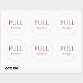Pink Pull to Open Door Sign Ronde Sticker (Vel)