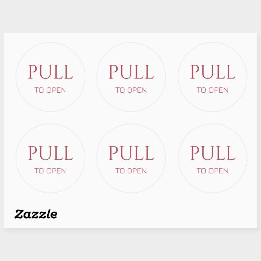 Pink Pull to Open Door Sign Ronde Sticker (Vel)