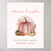 Pink Pumpkin Baby shower advies wenst nieuwe ouder Poster (Voorkant)