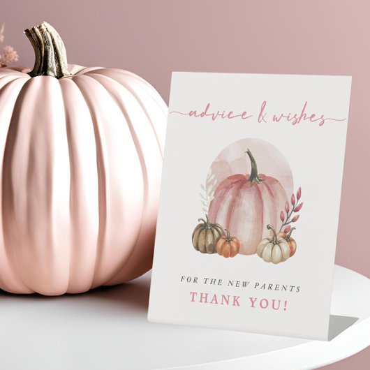 Pink Pumpkin Baby shower advies wenst nieuwe ouder Reclamebord Met Voetstuk