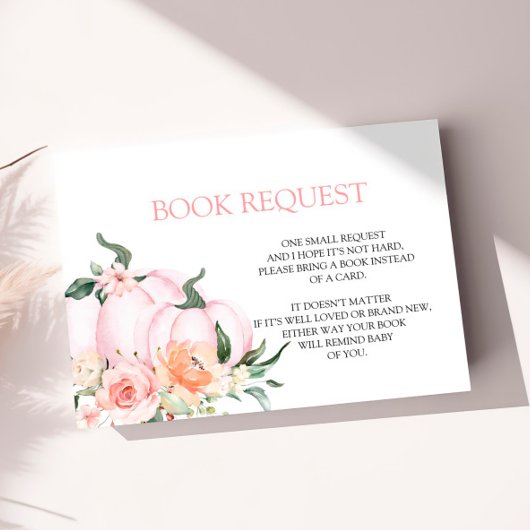 Pink Pumpkin Baby Shower Book for Baby  Informatiekaartje