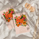 Pink Pumpkin Baby Shower Brunch Invitation Kaart