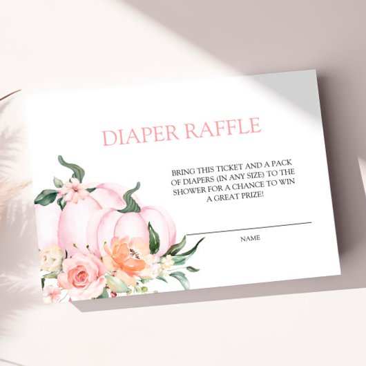 Pink Pumpkin Baby Shower Diaper Raffle Informatiekaartje
