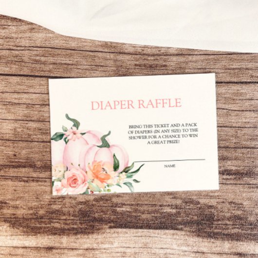 Pink Pumpkin Baby Shower Diaper Raffle Informatiekaartje