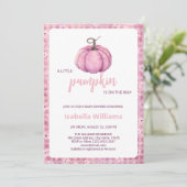 Pink Pumpkin Baby shower Invitation | thema herfst Kaart (Staand voorkant)
