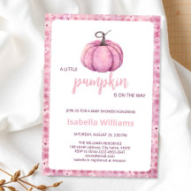 Pink Pumpkin Baby shower Invitation | thema herfst