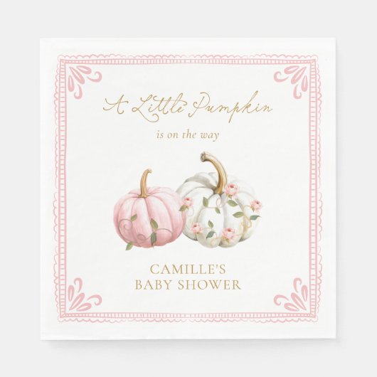 Pink Pumpkin Baby Shower Paper Napkin Servet (Voorkant)