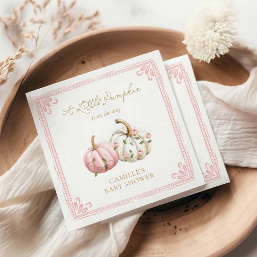 Pink Pumpkin Baby Shower Paper Napkin Servet