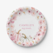 Pink Pumpkin Baby Shower Papieren Bordje (Voorkant)