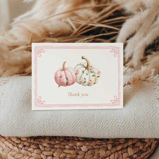 Pink Pumpkin Baby Shower Thank You Card Bedankkaart