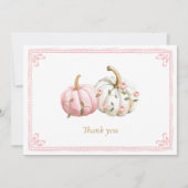 Pink Pumpkin Baby Shower Thank You Card Bedankkaart (Voorkant)