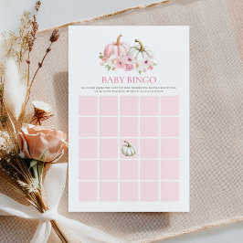 Pink Pumpkin Fall Girl Baby Bingo Game Card