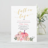 Pink Pumpkin Falling in Love Baby shower Kaart (Staand voorkant)