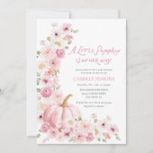 Pink Pumpkin Floral Girl Baby Shower Kaart (Voorkant)