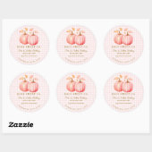 Pink Pumpkin Gingham Bakery Ronde Sticker (Vel)