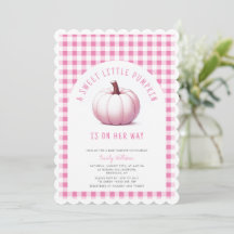 Pink Pumpkin Gingham Plaid Baby Girl Baby shower