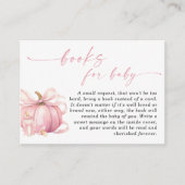 Pink Pumpkin Girl Baby shower Book Request Informatiekaartje (Voorkant)