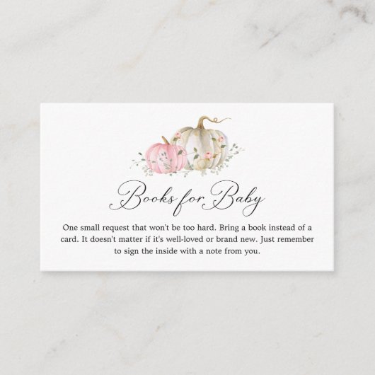 Pink Pumpkin Girl Baby shower Book Request Informatiekaartje (Voorkant)