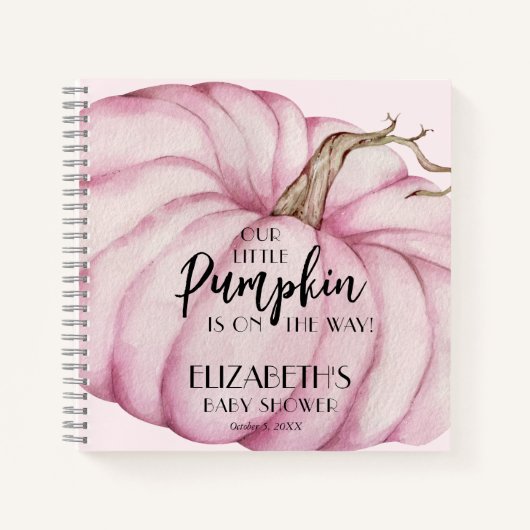 Pink Pumpkin Girl Baby shower Gastboek Notitieboek (Voorkant)