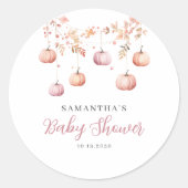 Pink Pumpkin Girl Baby Shower  Ronde Sticker (Voorkant)