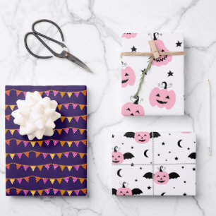 PINK PUMPKIN HALLOWEEN EN HERFST PATROON INPAKPAPIER VEL