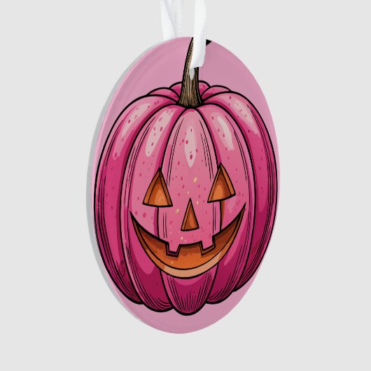 Pink Pumpkin Halloween Ornament (voorkant)