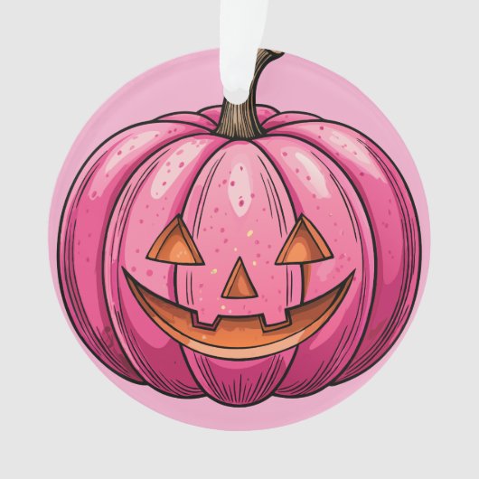 Pink Pumpkin Halloween Ornament (voorkant)