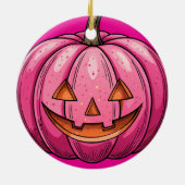 Pink Pumpkin Halloween Ornament (Achterkant)