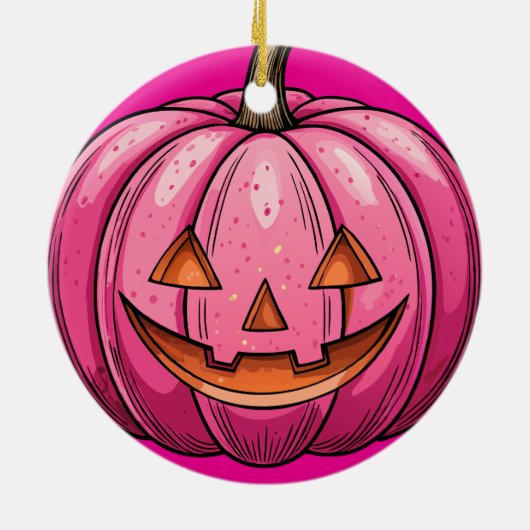 Pink Pumpkin Halloween Ornament (Achterkant)