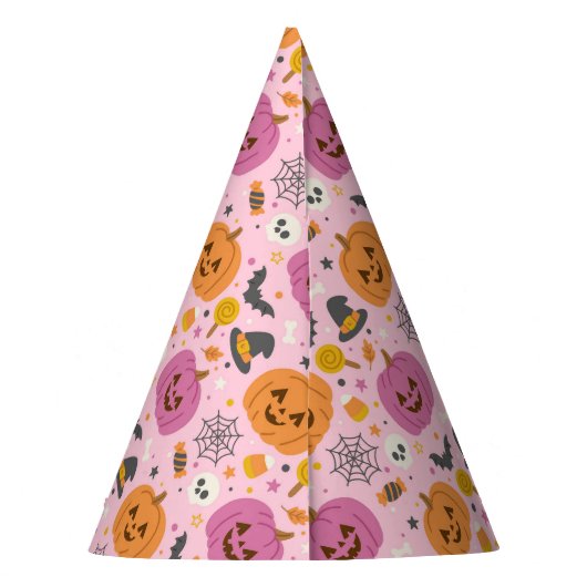 Pink Pumpkin Halloween Pattern Party Pet Feesthoedjes (Achterkant)