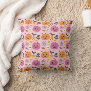 Pink Pumpkin Halloween Pattern Sierkussen